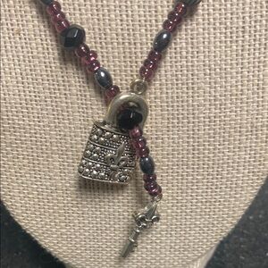 Elegant Beaded Necklace with Lock and Key Pendant
